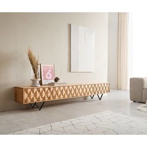 TV stolek Fevo 220 cm přírodní dub 4 dvířka podnož ve tvaru "V" obraz