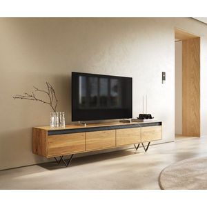 TV stolek Stonegrace 200 cm přírodní dub břidlice 4 zásuvky obraz