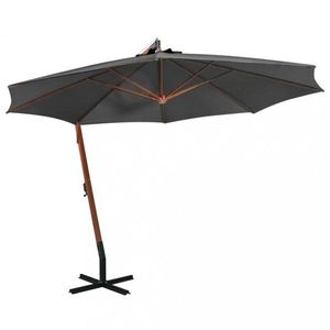 Závěsný slunečník s dřevěnou tyčí Ø 350 cm Dekorhome Modrá, Závěsný slunečník s dřevěnou tyčí Ø 350 cm Dekorhome Modrá obraz