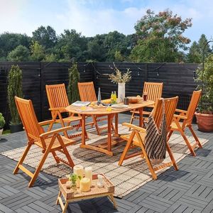 Zahradní jídelní set 6+1 eukalyptus D1043 Dekorhome obraz