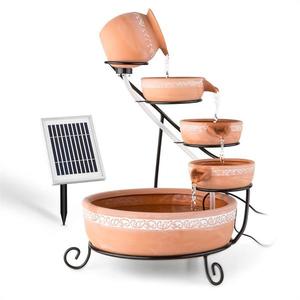 Blumfeldt Empoli, kaskádová fontána, terakota, 5 úrovní, 200 l/h, solární, 2 W, LED obraz