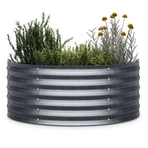 Blumfeldt High Grow Half Circle, půlkruhový vyvýšený záhon, 105x43x60 cm, z vlnitého ocelového plechu, snadná montáž, odolný vůči rzi a mrazu obraz