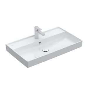 VILLEROY & BOCH Collaro Umyvadlo nábytkové 80x47 cm, s přepadem, otvor pro baterii, CeramicPlus, alpská bílá 4A3380R1 obraz