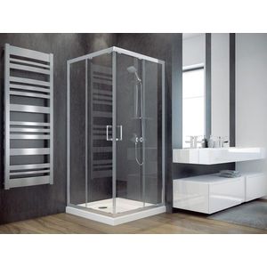BESCO Čtvercový sprchový kout MODERN 185 Barva rámu Chrom/Leštěný hliník (ALU), Rozměr A 90, Rozměr B 90 cm, Rozměr C 185, Směr zavírání Univerzální Levé / Pravé, Výplň Frost bezpečnostní sklo 6 mm BCMOD90CTVERCF obraz
