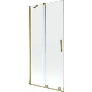 MEXEN/S Velar Dvoukřídlá posuvná vanová zástěna 95 x 150 cm, transparent, zlatá 896-095-000-01-50 obraz
