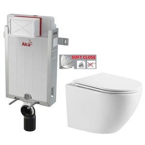 ALCADRAIN Renovmodul předstěnový instalační systém bez tlačítka + WC INVENA LIMNOS WITH SOFT, včetně soft/close sedátka AM115/1000 X LI1 obraz