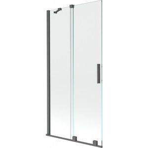 MEXEN/S Velar Dvoukřídlá posuvná vanová zástěna 150 x 150 cm, transparent, grafit kartáčovaná 896-150-000-01-66 obraz