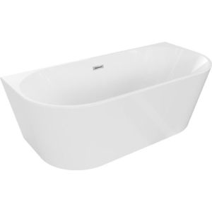 MEXEN/S Oval vana volně stojící nástěnná 180 x 80 cm, bílá, sifon a přepad chrom 52671808000-01 obraz