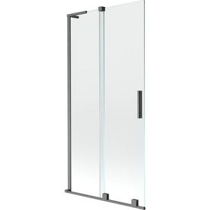 MEXEN/S Velar L dvoukřídlá posuvná vanová zástěna 95 x 150 cm, transparent, grafit kartáčovaná 896-095-003-01-66 obraz