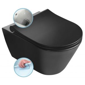 SAPHO AVVA CLEANWASH závěsná WC mísa, s bidetovou sprškou, Rimless, 35, 5x53cm, černá mat 100312-110 obraz