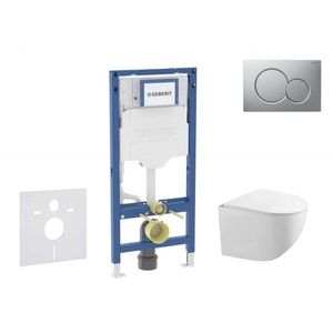 GEBERIT Duofix Set předstěnové instalace, klozetu Gaia a sedátka softclose, tlačítko Sigma01, lakovaný matný chrom SANI11CA1129B obraz