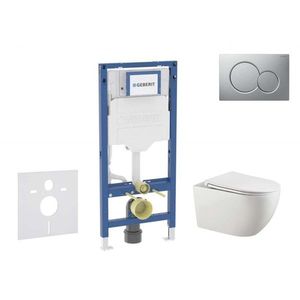 GEBERIT Duofix Set předstěnové instalace, klozetu Gaia a sedátka softclose, tlačítko Sigma01, lakovaný matný chrom SANI11CA1135B obraz