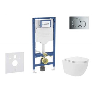 GEBERIT Duofix Set předstěnové instalace, kompaktního klozetu Oudee Vortex a sedátka softclose, tlačítko Sigma01, lesklý chrom SANI11CA1140B obraz