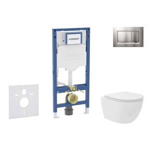 GEBERIT Duofix Set předstěnové instalace, kompaktního klozetu Oudee Vortex a sedátka softclose, tlačítko Sigma30, lakovaný chrom mat/chrom SANI11CA1142B obraz
