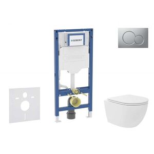 GEBERIT Duofix Set předstěnové instalace, kompaktního klozetu Oudee Vortex a sedátka softclose, tlačítko Sigma01, lakovaný matný chrom SANI11CA1143B obraz