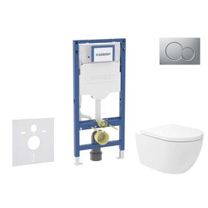 GEBERIT Duofix Set předstěnové instalace, klozetu Oudee Vortex a sedátka softclose, tlačítko Sigma01, lakovaný matný chrom SANI11CA1149B obraz