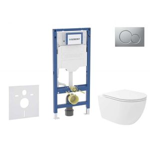 GEBERIT Duofix Set předstěnové instalace, klozetu Oudee Vortex a sedátka softclose, tlačítko Sigma01, lakovaný matný chrom SANI11CA1155B obraz