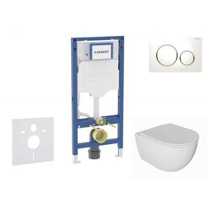 GEBERIT Duofix Set předstěnové instalace, klozetu Oudee a sedátka softclose, tlačítko Sigma20, bílá/pozlacená SANI11CA3133B obraz