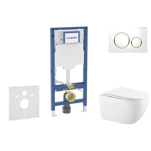 GEBERIT Duofix Set předstěnové instalace, klozetu Gaia sedátka softclose, tlačítko Sigma20, bílá/pozlacená SANI11CA3140B obraz