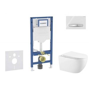 GEBERIT Duofix Set předstěnové instalace, klozetu Gaia a sedátka softclose, tlačítko Sigma50, chrom/alpská bílá SANI11CA3141B obraz