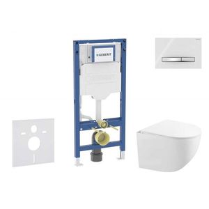 GEBERIT Duofix Set předstěnové instalace, kompaktního klozetu Gaia a sedátka softclose, tlačítko Sigma50, chrom/alpská bílá SANI11CA3148B obraz
