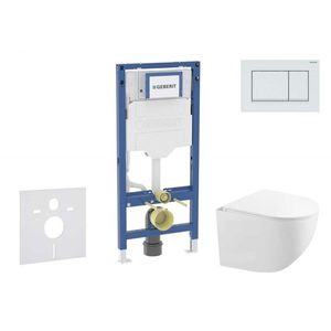 GEBERIT Duofix Set předstěnové instalace, kompaktního klozetu Gaia a sedátka softclose, tlačítko Sigma30, bílá/bílá mat SANI11CA3149B obraz