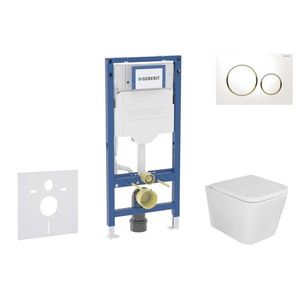 GEBERIT Duofix Set předstěnové instalace, klozetu Arkas I sedátka softclose, tlačítko Sigma20, bílá/pozlacená SANI11CA3154B obraz