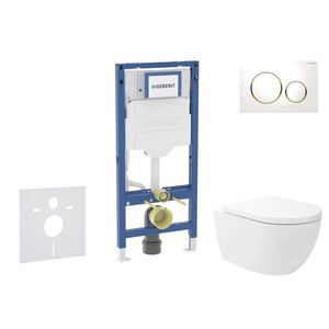 GEBERIT Duofix Set předstěnové instalace, klozetu Oudee Vortex a sedátka softclose, tlačítko Sigma20, bílá/pozlacená SANI11CA3176B obraz
