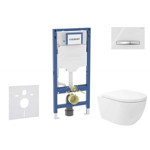 GEBERIT Duofix Set předstěnové instalace, klozetu Oudee Vortex a sedátka softclose, tlačítko Sigma50, chrom/alpská bílá SANI11CA3177B obraz