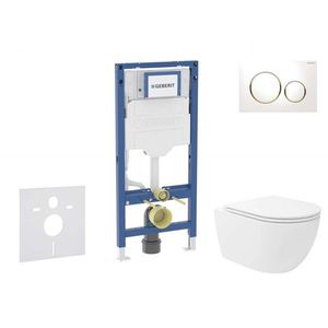GEBERIT Duofix Set předstěnové instalace, klozetu Oudee Vortex a sedátka softclose, tlačítko Sigma20, bílá/pozlacená SANI11CA3187B obraz