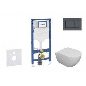 GEBERIT Duofix Set předstěnové instalace, klozetu Oudee a sedátka softclose, tlačítko Sigma30, matná černá/černá SANI11CA5100B obraz