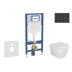 GEBERIT Duofix Set předstěnové instalace, klozetu Arkas a sedátka softclose, tlačítko Sigma30, matná černá/černá SANI11CA5102B obraz