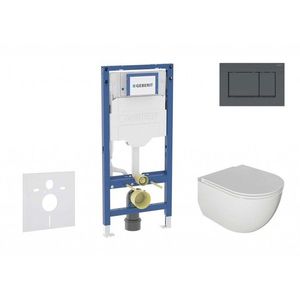 GEBERIT Duofix Set předstěnové instalace, klozetu Oudee a sedátka softclose, tlačítko Sigma30, matná černá/černá SANI11CA5104B obraz
