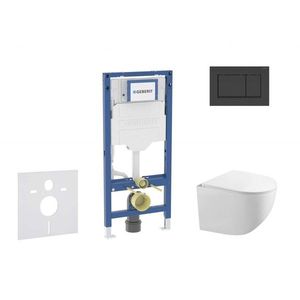 GEBERIT Duofix Set předstěnové instalace, klozetu Gaia a sedátka softclose, tlačítko Sigma30, matná černá/černá SANI11CA5105B obraz