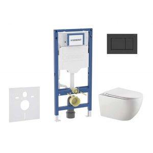 GEBERIT Duofix Set předstěnové instalace, klozetu Gaia a sedátka softclose, tlačítko Sigma30, matná černá/černá SANI11CA5106B obraz