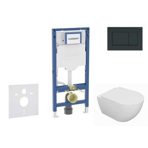 GEBERIT Duofix Set předstěnové instalace, klozetu Oudee a sedátka softclose, tlačítko Sigma30, černá lesk/černá mat SANI11CA5109B obraz