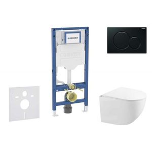 GEBERIT Duofix Set předstěnové instalace, kompaktního klozetu Gaia sedátka softclose, tlačítko Sigma01, černá SANI11CA5117B obraz