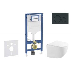 GEBERIT Duofix Set předstěnové instalace, kompaktního klozetu Gaia a sedátka softclose, tlačítko Sigma20, černá lesk/černá mat SANI11CA5121B obraz