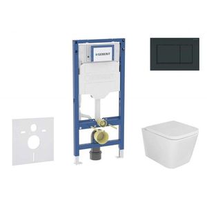 GEBERIT Duofix Set předstěnové instalace, klozetu Arkas I a sedátka softclose, tlačítko Sigma30, černá lesk/černá mat SANI11CA5125B obraz