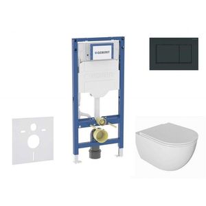 GEBERIT Duofix Set předstěnové instalace, klozetu Oudee a sedátka softclose, tlačítko Sigma30, černá lesk/černá mat SANI11CA5130B obraz