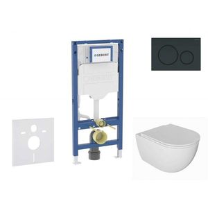 GEBERIT Duofix Set předstěnové instalace, klozetu Oudee a sedátka softclose, tlačítko Sigma20, černá lesk/černá mat SANI11CA5131B obraz
