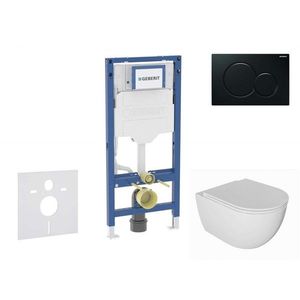 GEBERIT Duofix Set předstěnové instalace, klozetu Oudee a sedátka softclose, tlačítko Sigma01, černá SANI11CA5133B obraz
