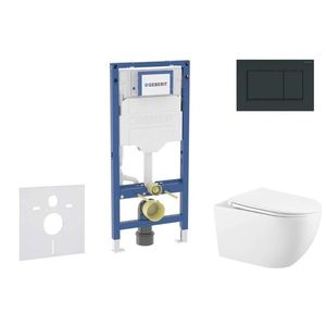 GEBERIT Duofix Set předstěnové instalace, klozetu Gaia a sedátka softclose, tlačítko Sigma30, černá lesk/černá mat SANI11CA5136B obraz