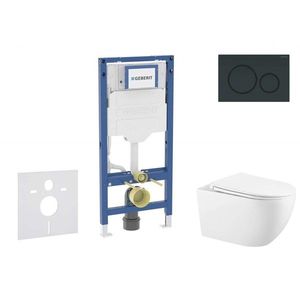 GEBERIT Duofix Set předstěnové instalace, klozetu Gaia a sedátka softclose, tlačítko Sigma20, černá lesk/černá mat SANI11CA5137B obraz