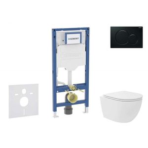 GEBERIT Duofix Set předstěnové instalace, kompaktního klozetu Oudee Vortex a sedátka softclose, tlačítko Sigma01, černá SANI11CA5139B obraz