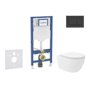 GEBERIT Duofix Set předstěnové instalace, klozetu Oudee Vortex a sedátka softclose, tlačítko Sigma30, matná černá/černá SANI11CA5150B obraz
