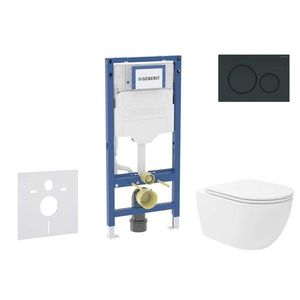 GEBERIT Duofix Set předstěnové instalace, klozetu Oudee Vortex a sedátka softclose, tlačítko Sigma20, černá lesk/černá mat SANI11CA5154B obraz