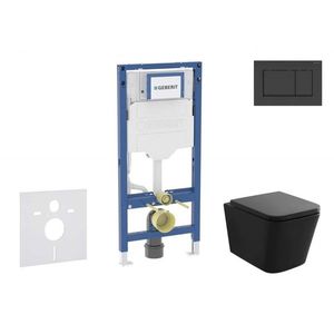 GEBERIT Duofix Set předstěnové instalace, klozetu Arkas a sedátka softclose, tlačítko Sigma30, matná černá/černá SANI11CA5501B obraz