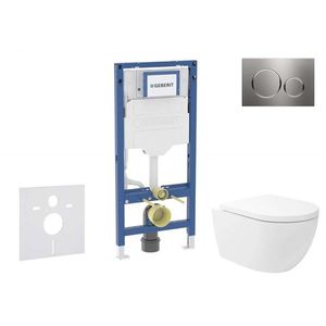 GEBERIT Duofix Set předstěnové instalace, klozetu Oudee Vortex a sedátka softclose, tlačítko Sigma20, nerez SANI11CA6107B obraz