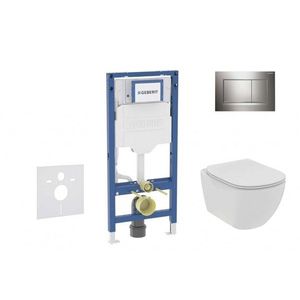 GEBERIT Duofix Set předstěnové instalace, klozetu Tesi a sedátka softclose, tlačítko Sigma30, lesklý chrom/matný chrom SANI11CD1113 obraz